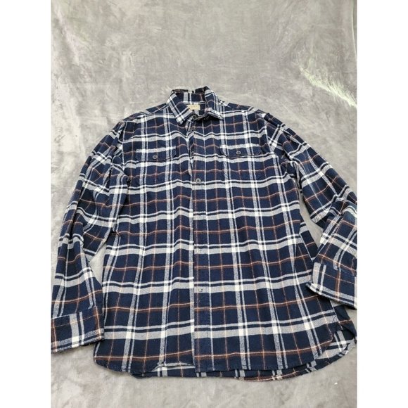 Jachs XLT Plaid Flannel‎ Shirt Heavy 100% Cotton Overshirt Blue plaid Button Up - Picture 1 of 9